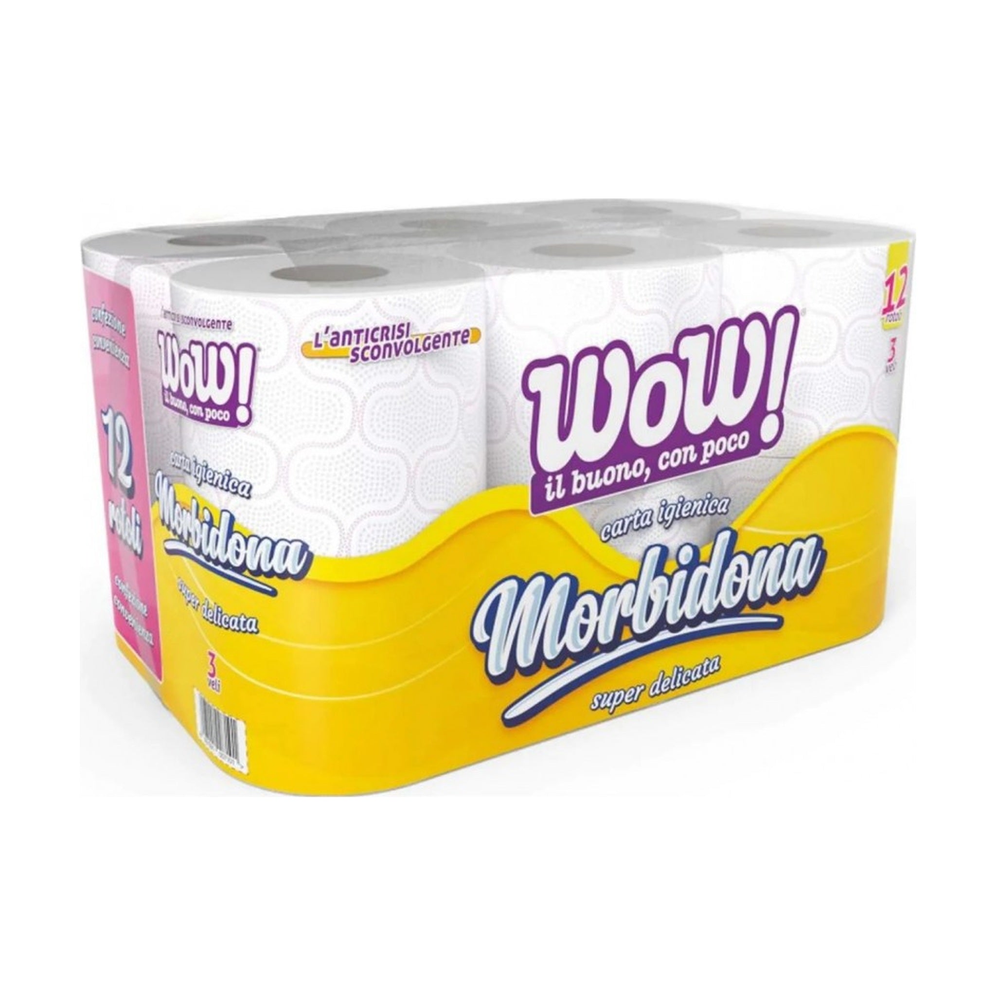 WOW MORBIDONA CARTA IGIENICA 12 ROTOLI 3 VELI