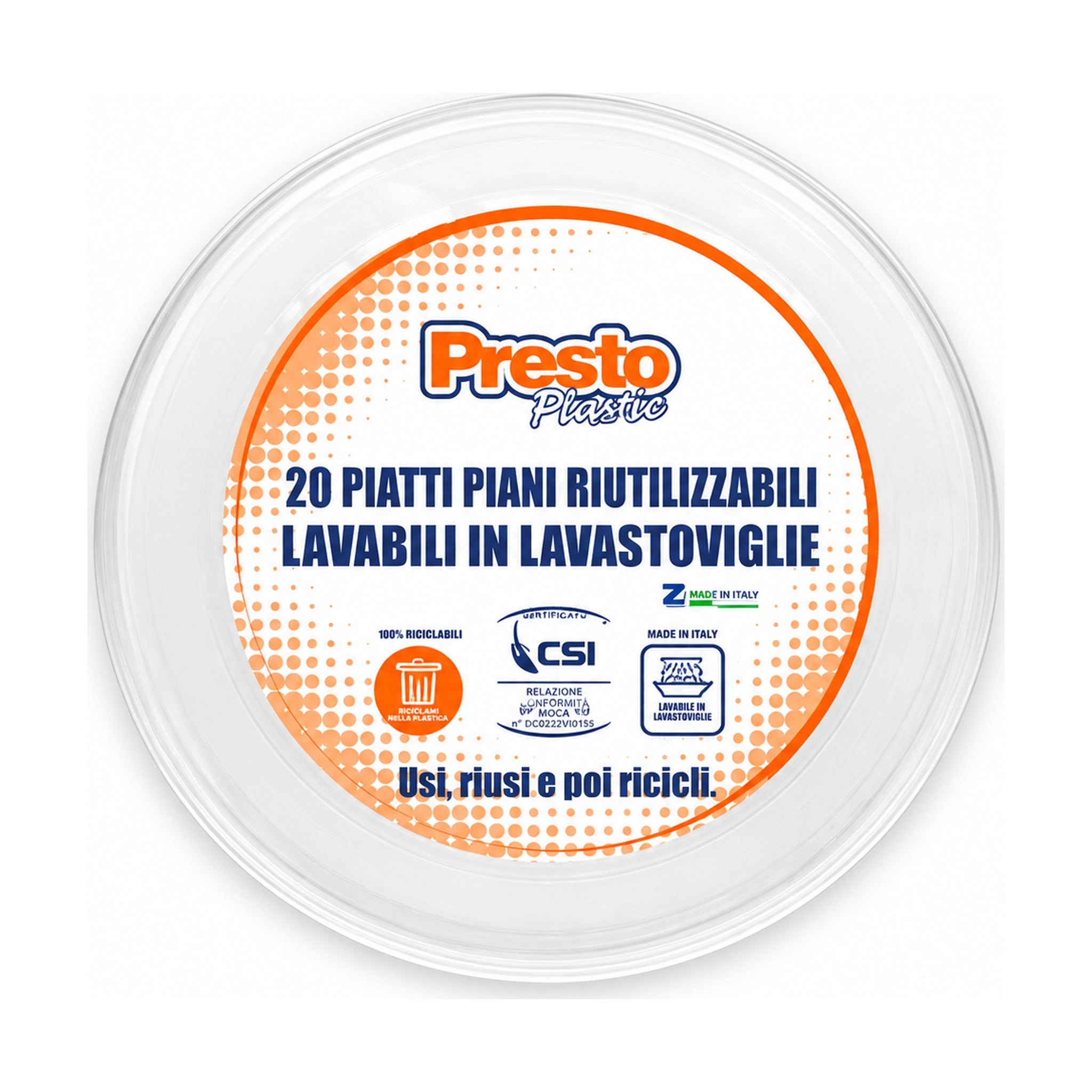 PRESTO PRESTO PIATTI PIANI RIUTILIZZABILI 20 PZ