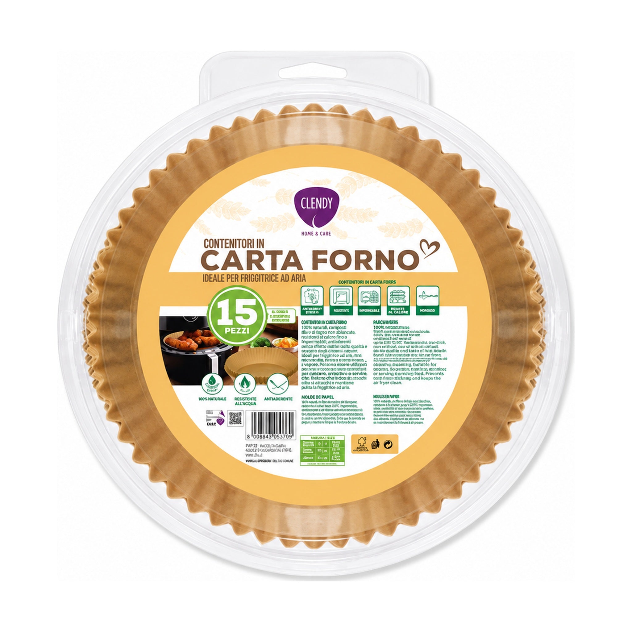 CLENDY CARTA ROTONDA FRIGGITRICE ARIA 15 PZ