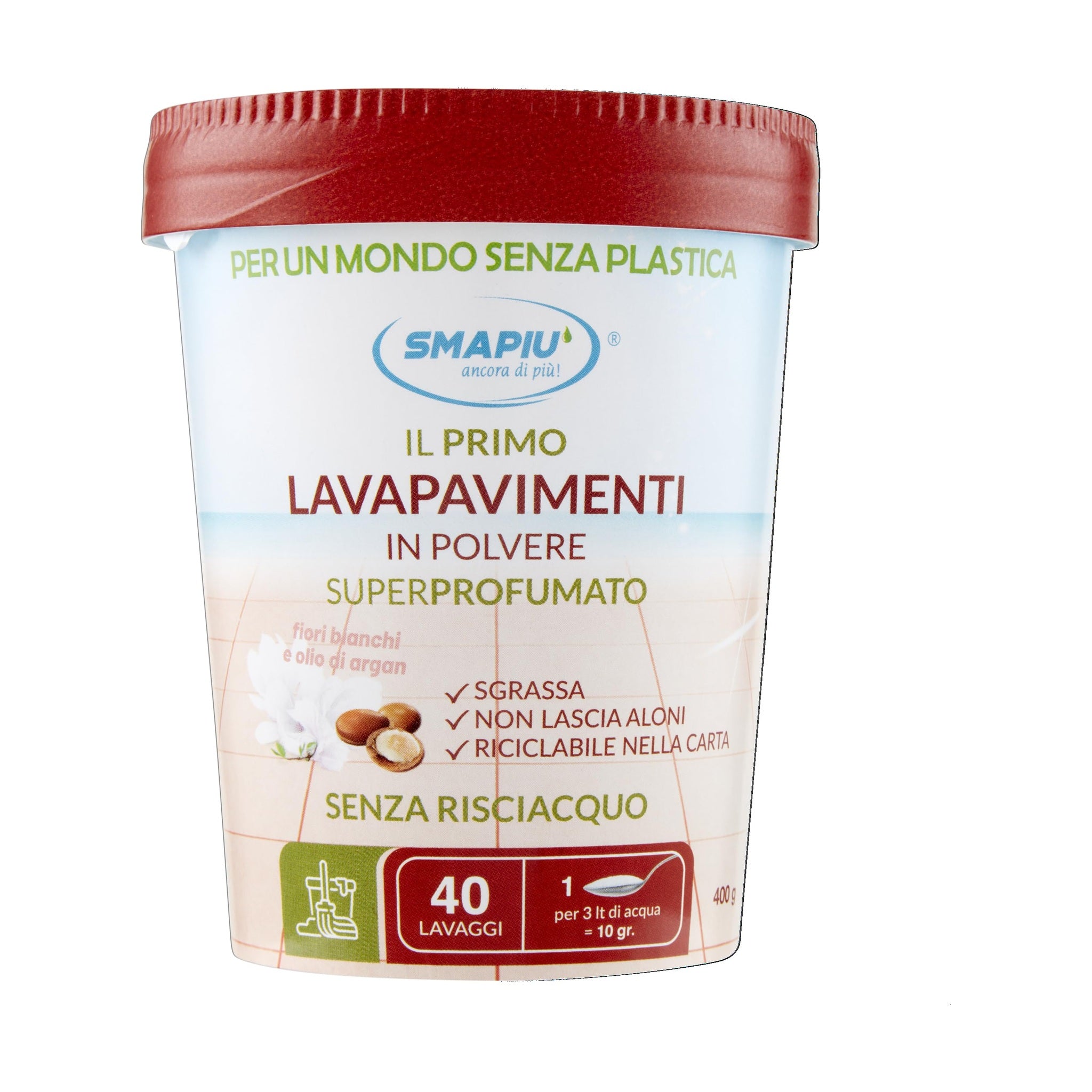 SMAPIU LAVAPAVIMENTI IN POLVERE 40 LAVAGGI FIORI BIANCHI E ARGAN