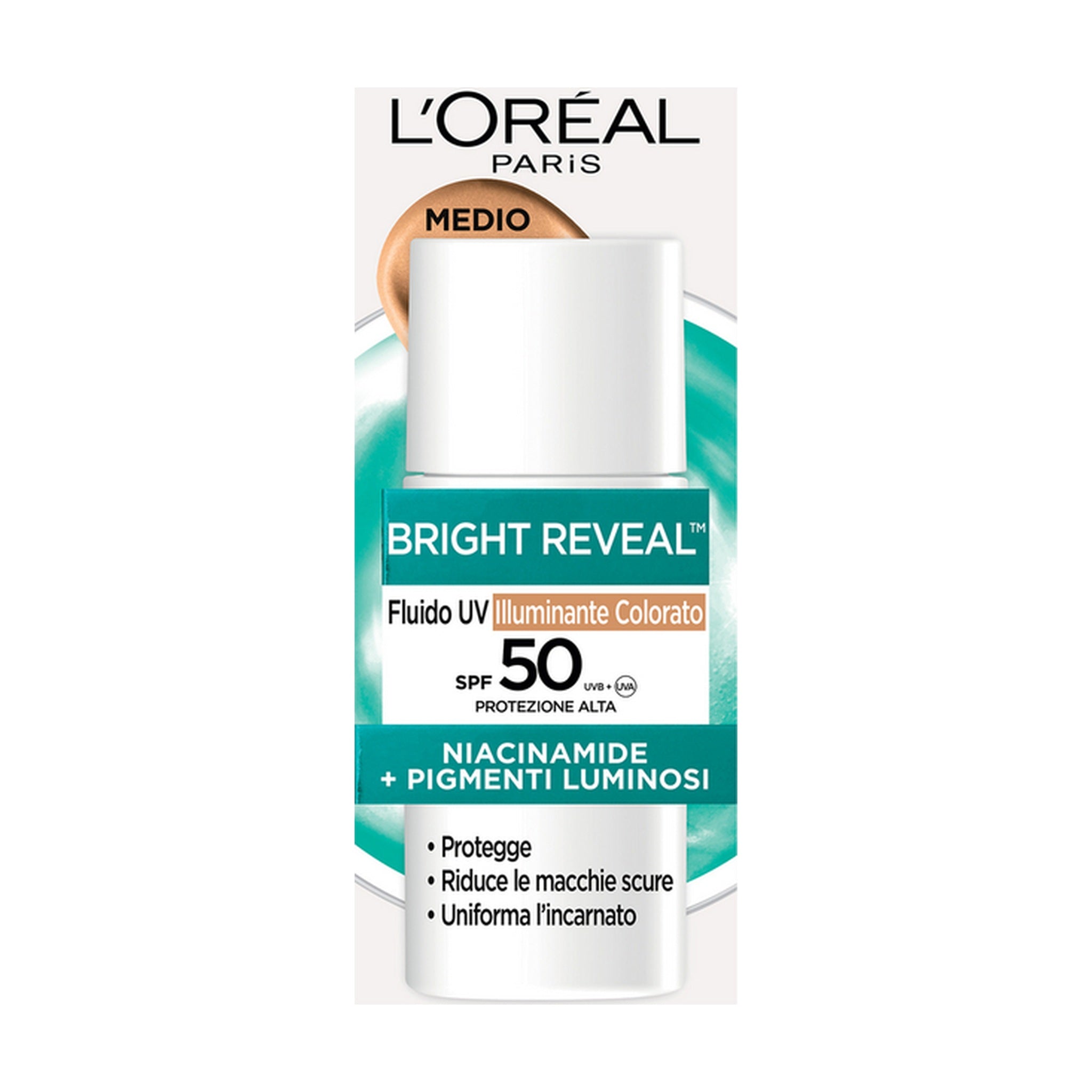 L'OREAL BRIGHT REVEAL FLUIDO UV SPF 50 ILLUMINANTE MEDIUM 50 ML